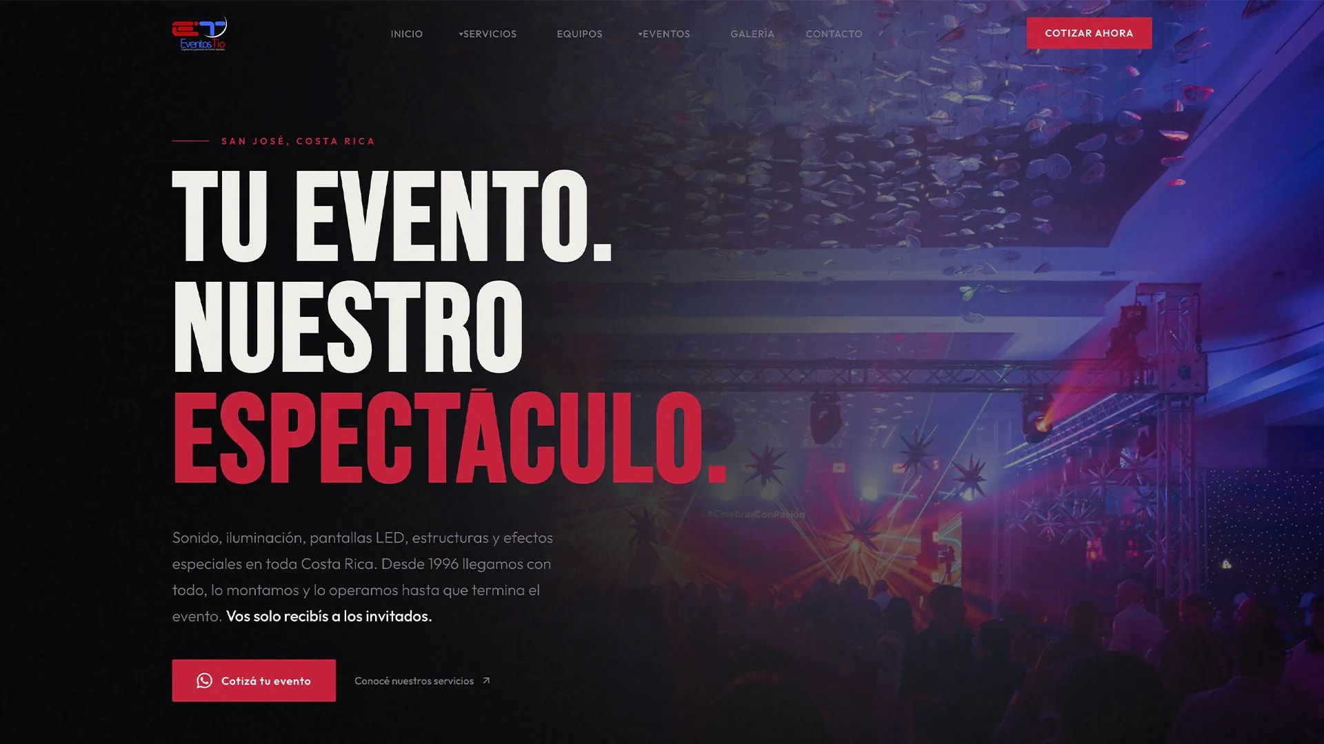 Vista completa del proyecto Eventos Tio